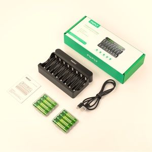 Fufly Battery Charger with AA AAA Batteries -8 Smart LCD Display Battery Charger